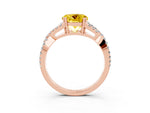 Round Cut Yellow Sapphire Solitaire Ring in Rose gold with Interwoven Pavé Band and Prong Setting_3