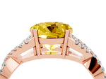 Round Cut Yellow Sapphire Solitaire Ring in Rose gold with Interwoven Pavé Band and Prong Setting_4