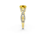 Round Cut Yellow Sapphire Solitaire Ring in Yellow gold with Interwoven Pavé Band and Prong Setting_2