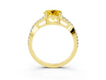 Round Cut Yellow Sapphire Solitaire Ring in Yellow gold with Interwoven Pavé Band and Prong Setting_3