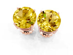 Round Cut Yellow Sapphire Stud Earrings in Rose gold with Basket Setting_1