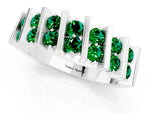 Round Emerald Anniversary Band in Silver with Channel Setting and Vertical Prongs_1