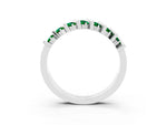 Round Emerald Anniversary Band in Silver with Channel Setting and Vertical Prongs_3