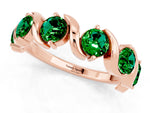 Round Emerald Half Eternity Band in Rose gold with Wave Prong Setting_1