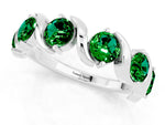 Round Emerald Half Eternity Band in Silver with Wave Prong Setting_1