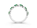 Round Emerald Half Eternity Band in Silver with Wave Prong Setting_3