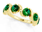 Round Emerald Half Eternity Band in Yellow gold with Wave Prong Setting_1