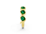 Round Emerald Half Eternity Band in Yellow gold with Wave Prong Setting_2