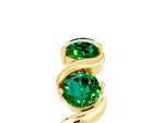 Round Emerald Half Eternity Band in Yellow gold with Wave Prong Setting_5