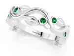 Round Emerald Leaf Motif Eternity Band in Platinum with Bezel Setting_1