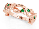 Round Emerald Leaf Motif Eternity Band in Rose gold with Bezel Setting_1