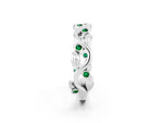 Round Emerald Leaf Motif Eternity Band in White gold with Bezel Setting_2