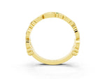 Round Emerald Leaf Motif Eternity Band in Yellow gold with Bezel Setting_3