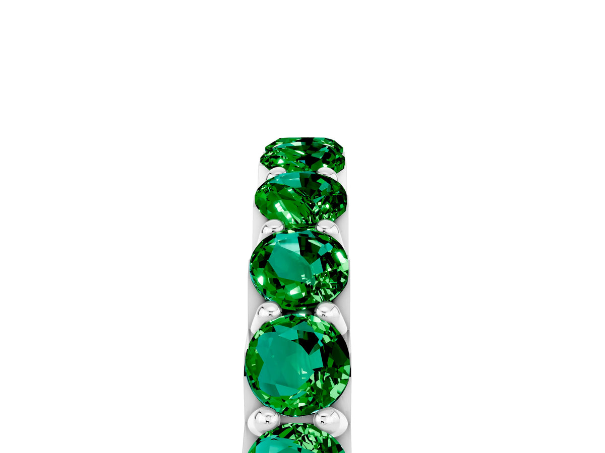 Round Emerald Polished Half Eternity Band in Platinum with Classic Prong Setting_5