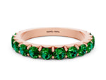 Round Emerald Polished Half Eternity Band in Rose gold with Classic Prong Setting