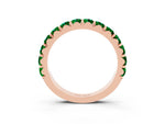 Round Emerald Polished Half Eternity Band in Rose gold with Classic Prong Setting_3