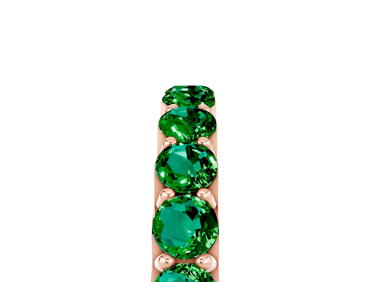 Round Emerald Polished Half Eternity Band in Rose gold with Classic Prong Setting_5