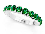 Round Emerald Polished Half Eternity Band in Silver with Classic Prong Setting_1