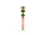 Round Emerald Square Bezel Chevron Band in Rose gold with Milgrain Detailing_2