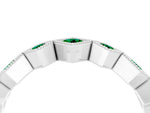 Round Emerald Square Bezel Chevron Band in Silver with Milgrain Detailing_4