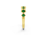Round Emerald Square Bezel Chevron Band in Yellow gold with Milgrain Detailing_2
