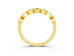 Round Emerald Square Bezel Chevron Band in Yellow gold with Milgrain Detailing_3