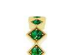 Round Emerald Square Bezel Chevron Band in Yellow gold with Milgrain Detailing_5