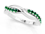 Round Emerald Twisted Infinity Band in Silver with Prong Setting_1