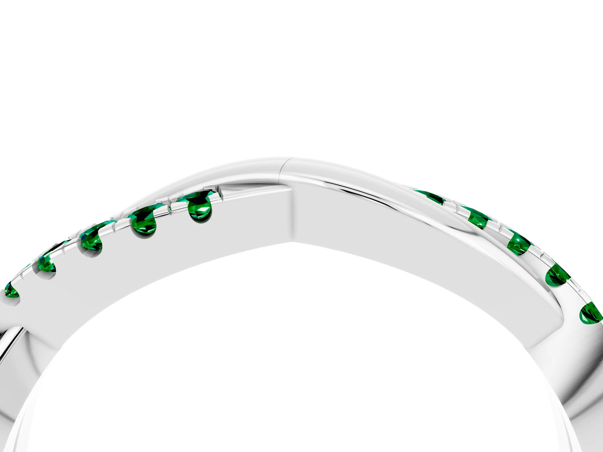 Round Emerald Twisted Infinity Band in Silver with Prong Setting_4