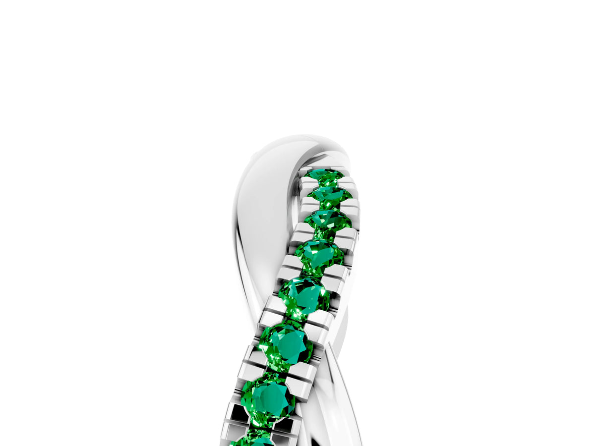 Round Emerald Twisted Infinity Band in Silver with Prong Setting_5