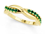 Round Emerald Twisted Infinity Band in Yellow gold with Prong Setting_1