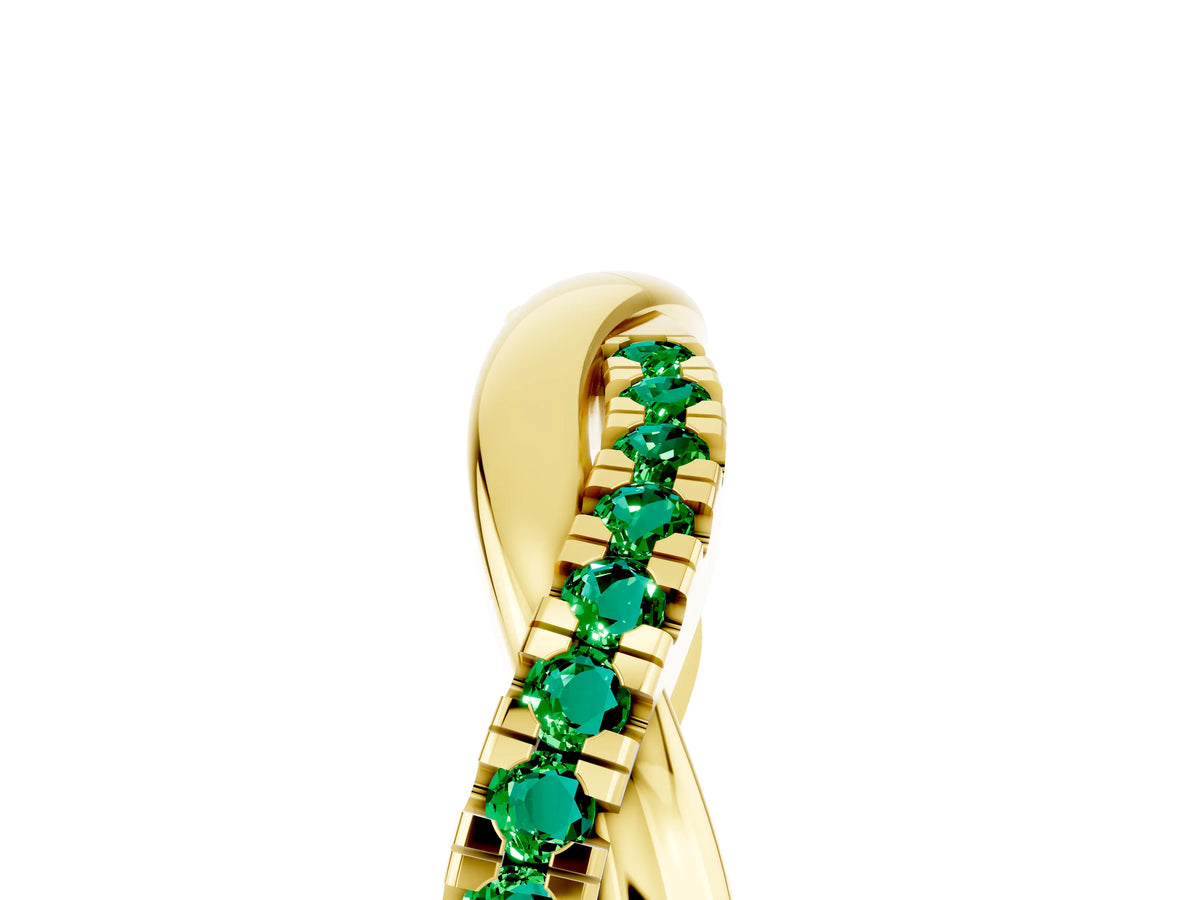 Round Emerald Twisted Infinity Band in Yellow gold with Prong Setting_5