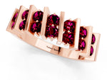 Round Garnet Anniversary Band in Rose gold with Channel Setting and Vertical Prongs_1