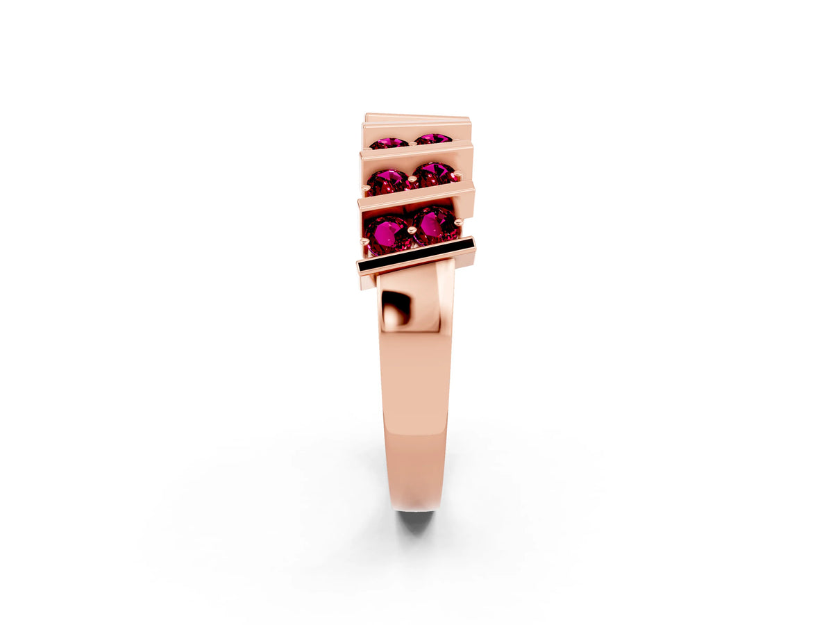 Round Garnet Anniversary Band in Rose gold with Channel Setting and Vertical Prongs_2