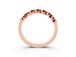 Round Garnet Anniversary Band in Rose gold with Channel Setting and Vertical Prongs_3