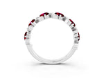 Round Garnet Half Eternity Band in Platinum with Wave Prong Setting_3