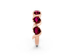 Round Garnet Half Eternity Band in Rose gold with Wave Prong Setting_2