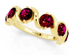Round Garnet Half Eternity Band in Yellow gold with Wave Prong Setting_1