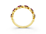 Round Garnet Half Eternity Band in Yellow gold with Wave Prong Setting_3