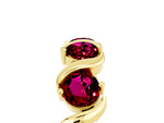 Round Garnet Half Eternity Band in Yellow gold with Wave Prong Setting_5