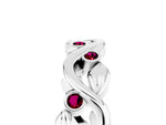 Round Garnet Leaf Motif Eternity Band in Platinum with Bezel Setting_5