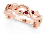 Round Garnet Leaf Motif Eternity Band in Rose gold with Bezel Setting_1