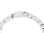 Round Garnet Leaf Motif Eternity Band in Silver with Bezel Setting_4