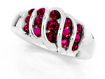Round Garnet Multi-Row Crossover Band in Silver with Polished Curves_1