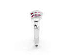 Round Garnet Multi-Row Crossover Band in Silver with Polished Curves_2