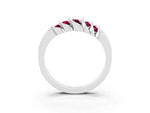 Round Garnet Multi-Row Crossover Band in Silver with Polished Curves_3