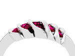 Round Garnet Multi-Row Crossover Band in Silver with Polished Curves_4