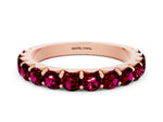 Round Garnet Polished Half Eternity Band in Rose gold with Classic Prong Setting