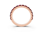 Round Garnet Polished Half Eternity Band in Rose gold with Classic Prong Setting_3