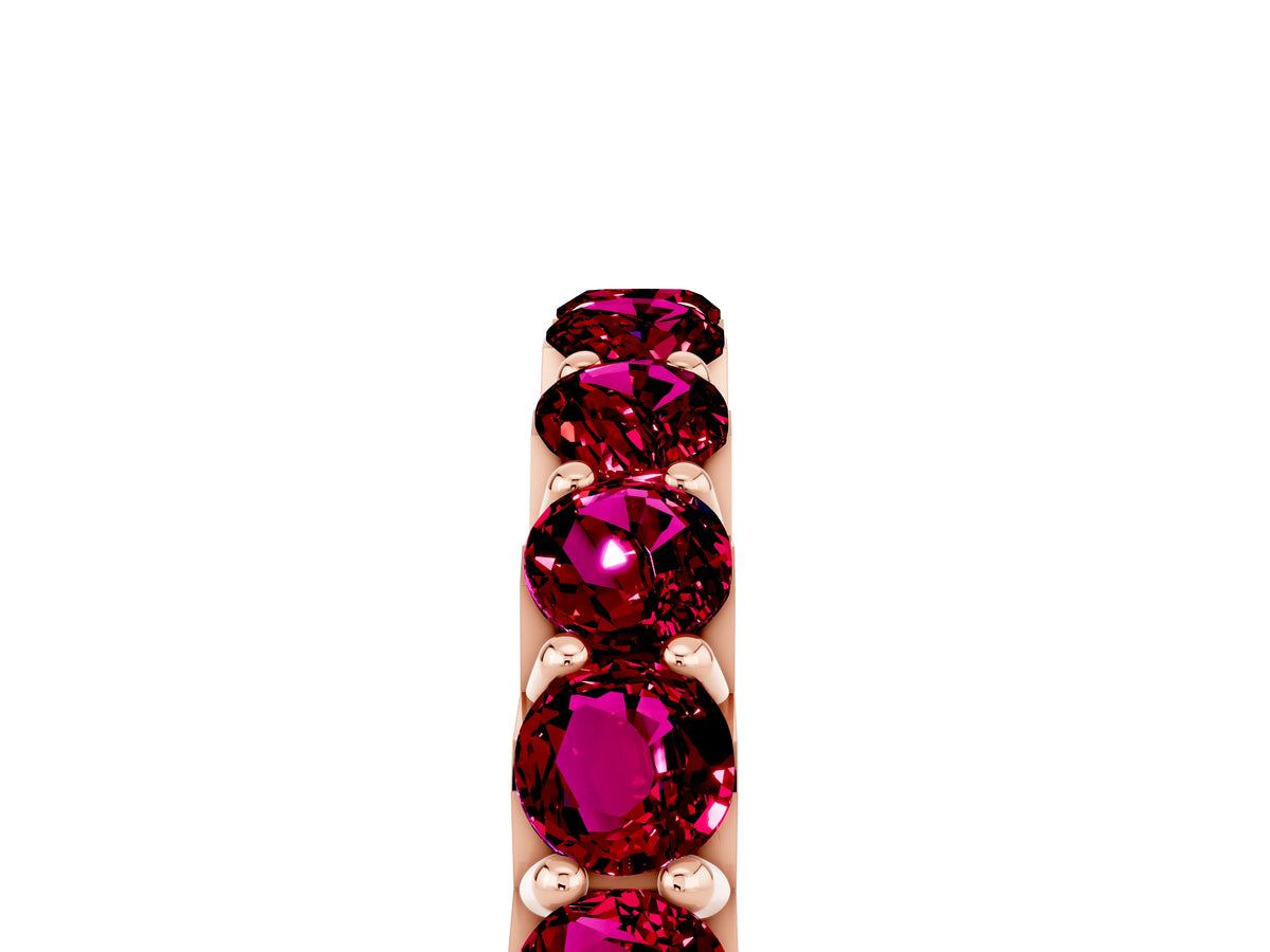 Round Garnet Polished Half Eternity Band in Rose gold with Classic Prong Setting_5